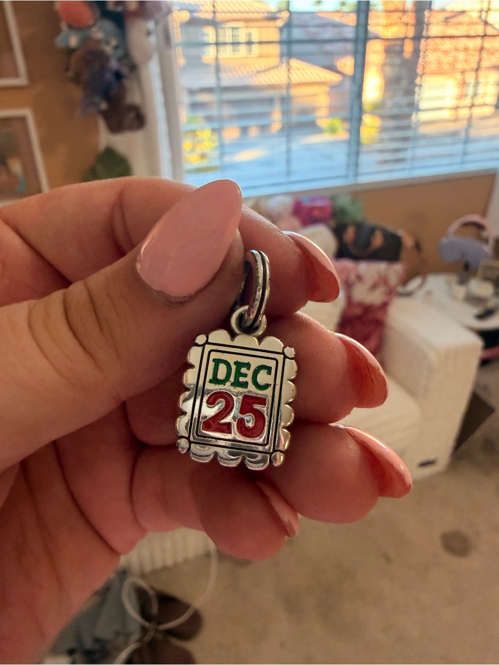 Brighton Silver DEC 25 Red and Green Holiday Charm Necklace Pendant NEVER WORN